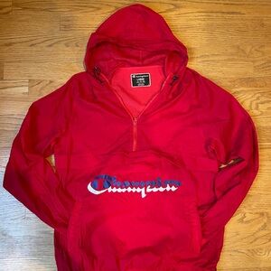 Champion Red Windbreaker Pullover Jacket | Vintage 90s Style | Men’s L